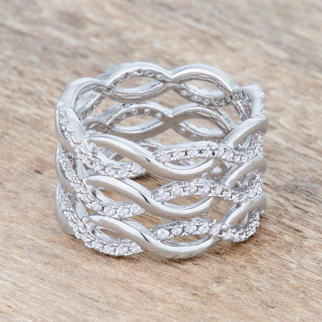 Luba Contemporary CZ Twist Wide Band Ring