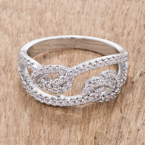 Louis CZ Pave Double Knot Silver Ring | 1.5ct