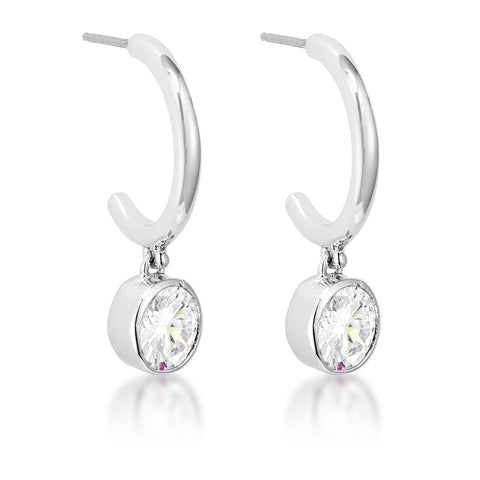Luella CZ Silver Drop Hooplet Earrings | 1.5ct