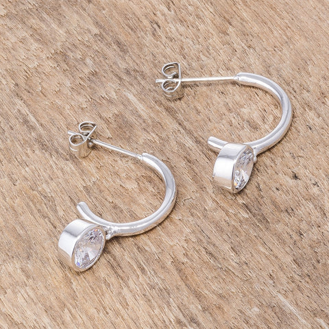 Luella CZ Silver Drop Hooplet Earrings | 1.5ct