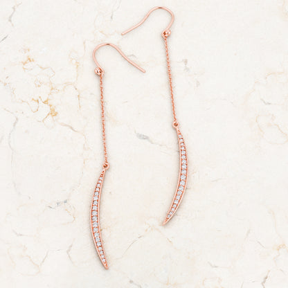 Luna Delicate Moon Drop Rose Gold Earrings | 0.5ct
