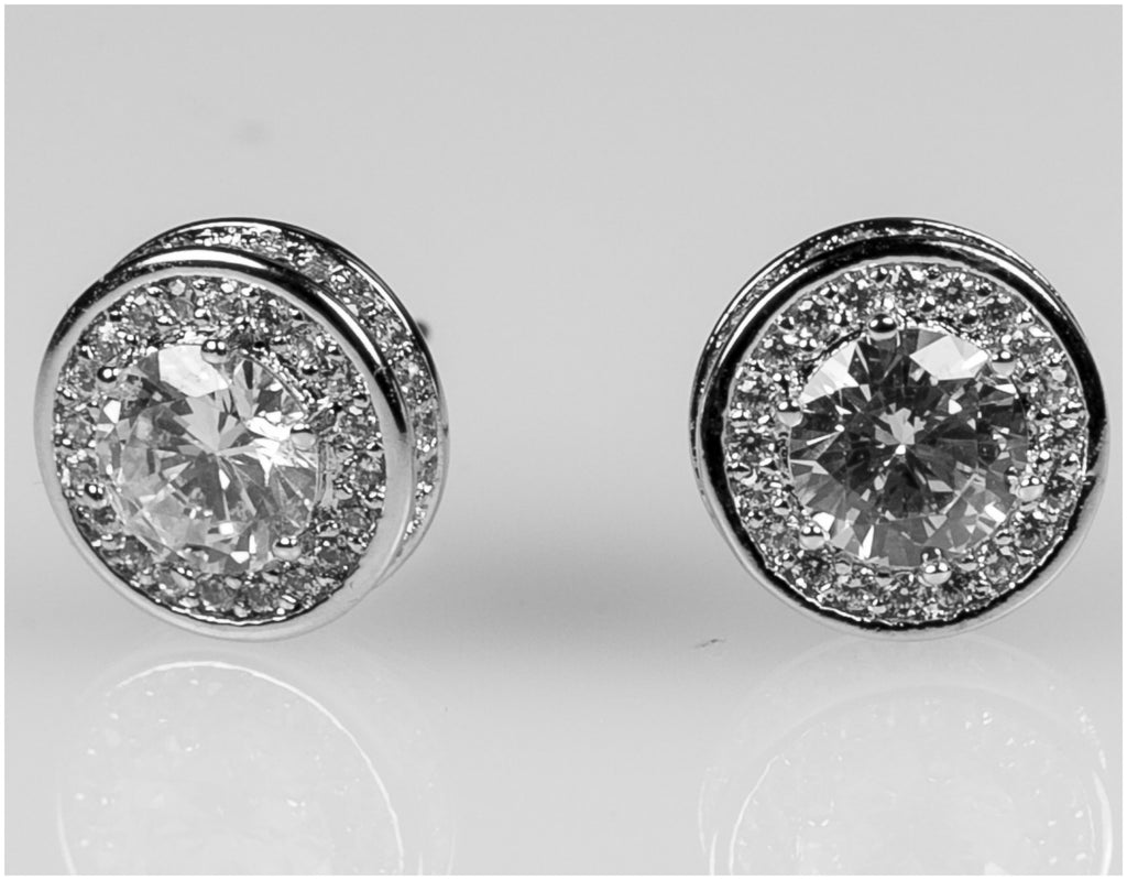 Lunia 11mm Round Halo Stud Earrings | 2.5ct
