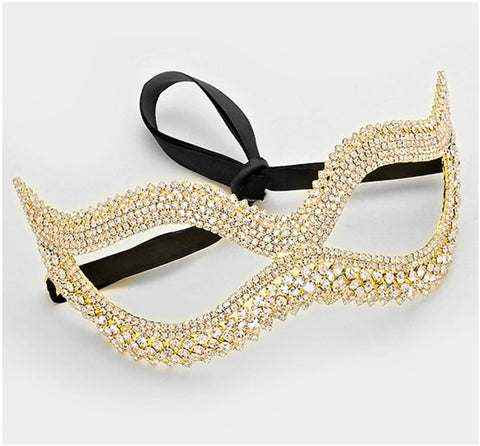 Leeza Classic  Cat Eye Masquerade Mask | Gold | Crystal - Beloved Sparkles
 - 1