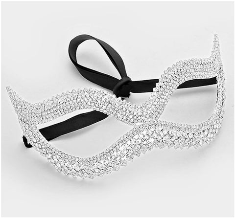 Leeza Classic  Cat Eye Masquerade Mask | Silver | Crystal - Beloved Sparkles
 - 1