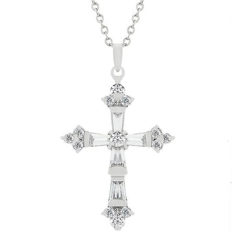 Magan CZ Silver Cross Pendant