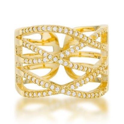 Mandy CZ 14k Gold Contemporary Wide Ring | 0.8ct