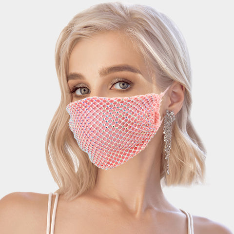 Mandy Bling Embellished Fish Net Fashion Mask