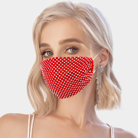 Mandy Bling Embellished Fish Net Fashion Mask