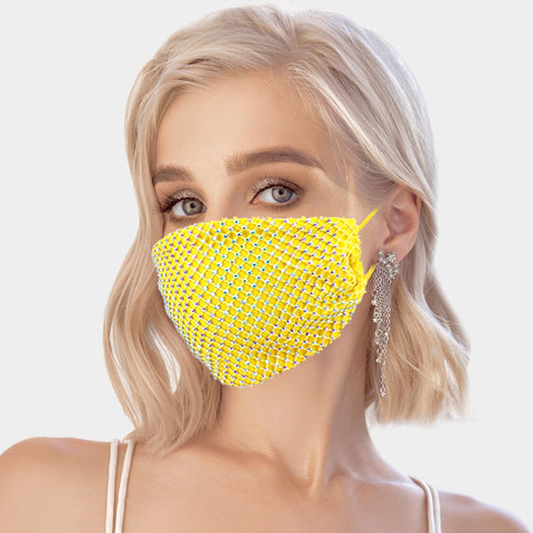 Mandy Bling Embellished Fish Net Fashion Mask