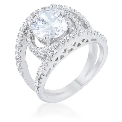 Marcie 3.5ct Round Solitaire CZ Silver Engagement Ring | 5ct