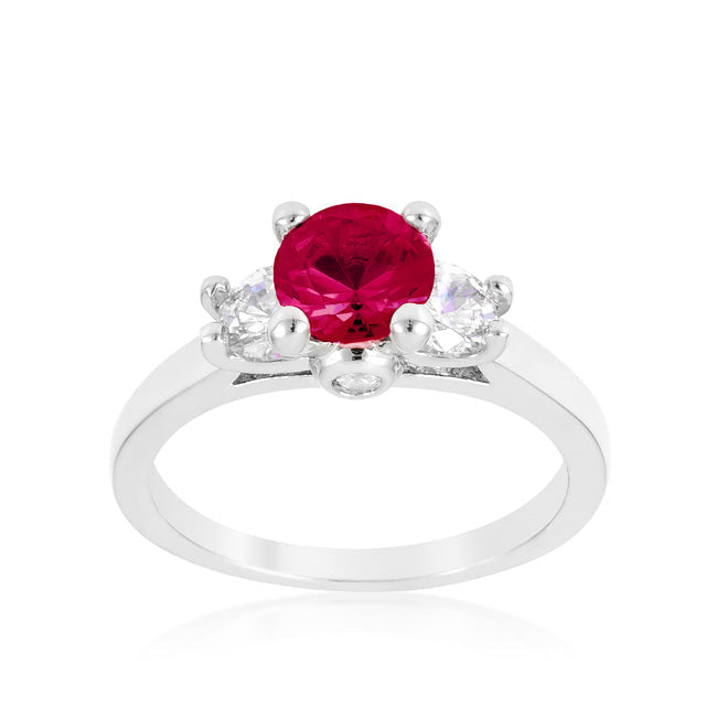 3 Sided Ring - One-Of-A-Kind Dark Pink Sapphire and Fuchsia Rhodium