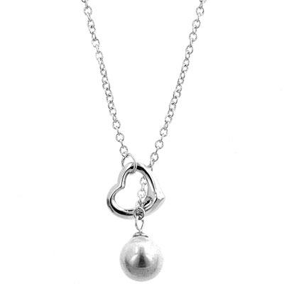 Maret Toggle Heart Pearl Silver Pendant Necklace - Beloved Sparkles