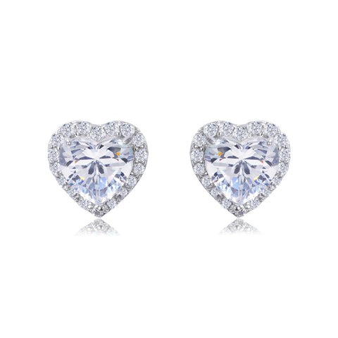 Maria 11mm Heart Halo Stud Earrings | 1.2ct