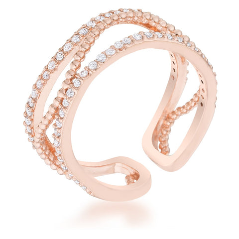 Marina Rose Gold Abstract Cuff Ring | 0.5ct