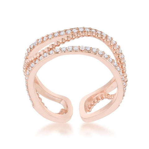 Marina Rose Gold Abstract Cuff Ring | 0.5ct