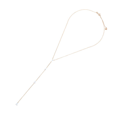 Maris CZ Rose Gold Dangle Lariat Necklace - Beloved Sparkles