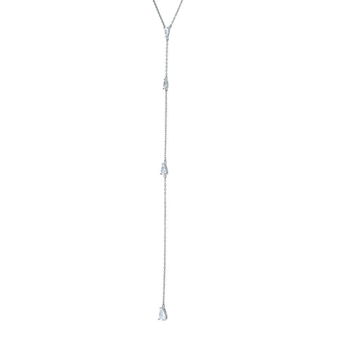 Maris CZ Silver Dangle Lariat Necklace - Beloved Sparkles