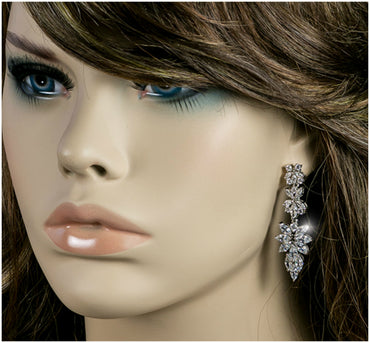 Marlene Marquise Cluster Chandelier Earrings | 8ct | Cubic Zirconia | Silver - Beloved Sparkles