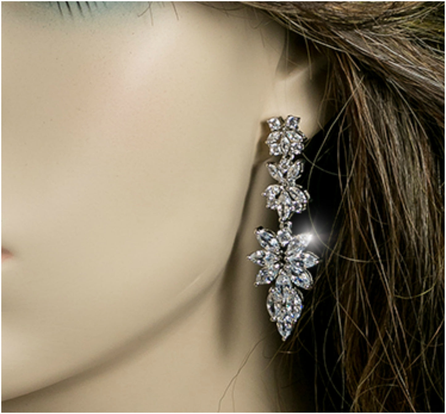 Marlene Marquise Cluster Chandelier Earrings | 8ct | Cubic Zirconia | Silver - Beloved Sparkles