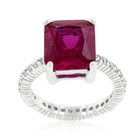 Marlene Fuchsia Radiant Cut Cocktail  Ring | 7ct | Sterling Silver