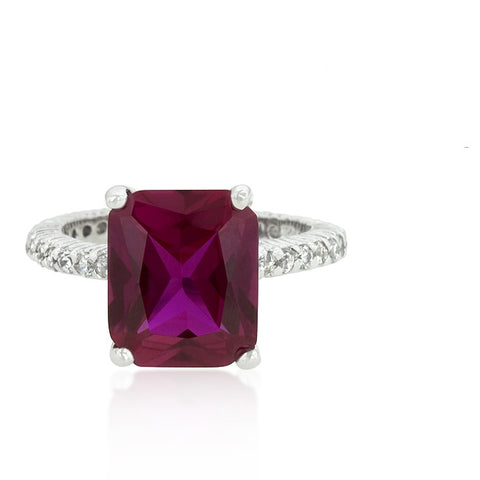 Marlene Fuchsia Radiant Cut Cocktail  Ring | 7ct | Sterling Silver