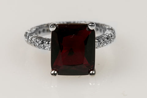 Marlene Ruby Radiant Cut Engagement Cocktail Ring | 7ct | Sterling Silver