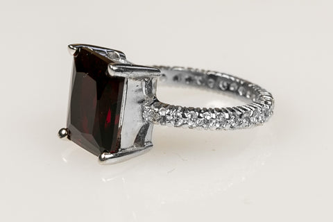 Marlene Ruby Radiant Cut Engagement Cocktail Ring | 7ct | Sterling Silver