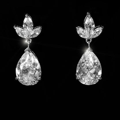 CARAT PEAR DROP DANGLE CUBIC ZIRCONIA EARRINGS CZ – Beloved