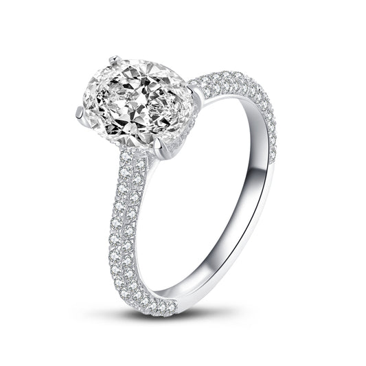 Maxine 10x7mm Oval CZ Engagement Ring | 2.2ct | 925 Sterling Silver