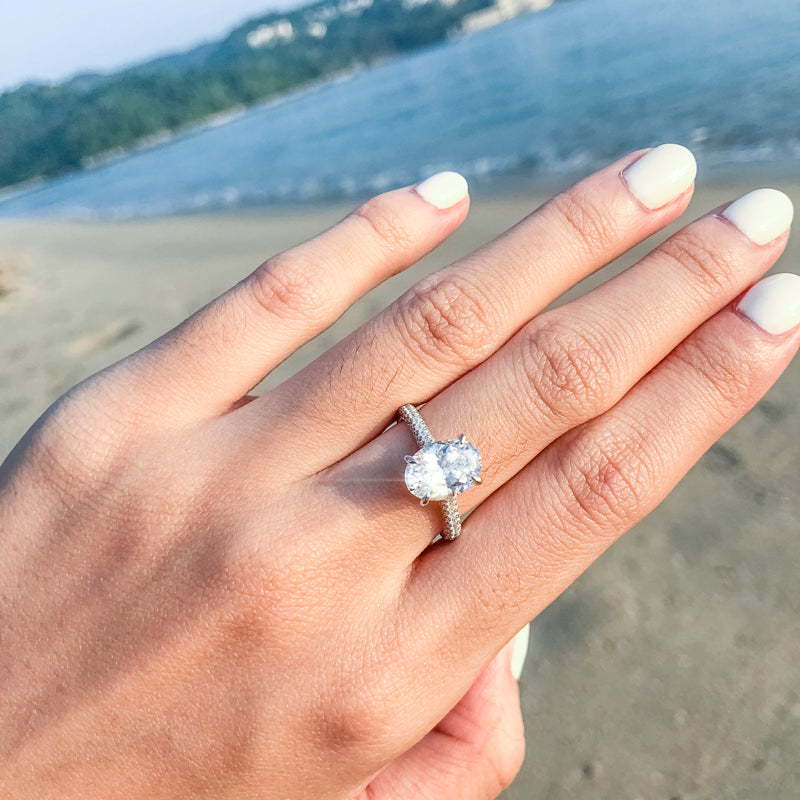 Maxine 10x7mm Oval CZ Engagement Ring | 2.2ct | 925 Sterling Silver