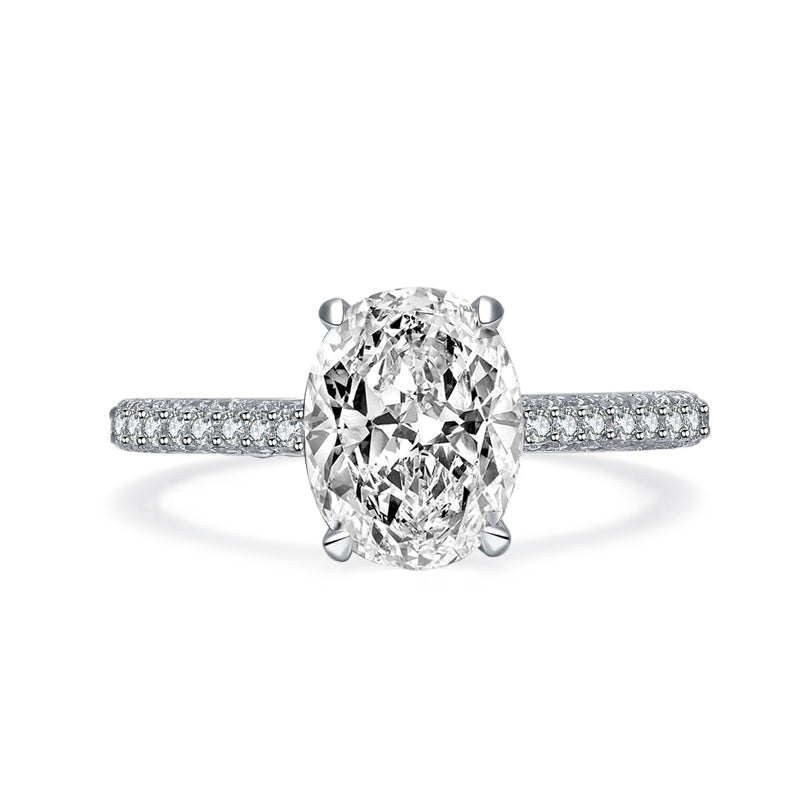 Maxine 10x7mm Oval CZ Engagement Ring | 2.2ct | 925 Sterling Silver