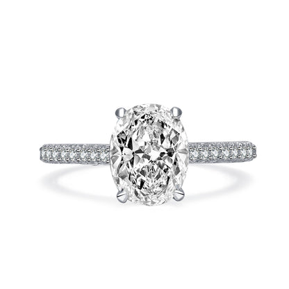 Maxine 10x7mm Oval CZ Engagement Ring | 2.2ct | 925 Sterling Silver