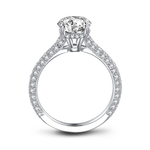 Maxine 10x7mm Oval Zirconia Engagement Ring | 3ct | Sterling Silver