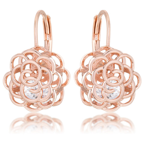 Maya CZ Rose Drop Rose Gold Earrings | 1.5ct