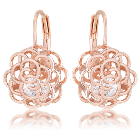 Maya CZ Rose Drop Rose Gold Earrings | 1.5ct