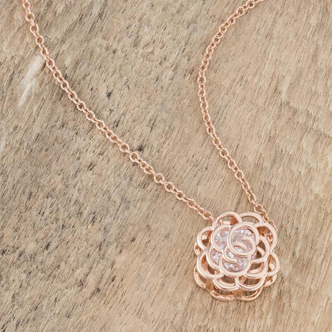 Maya Rose Drop CZ Rose Goldtone Necklace - Beloved Sparkles