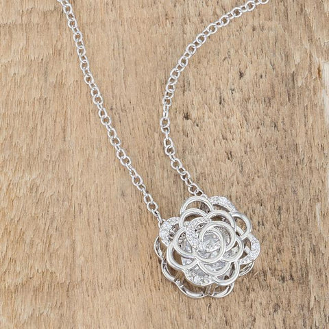 Maya Rose Drop CZ Silvertone Necklace - Beloved Sparkles