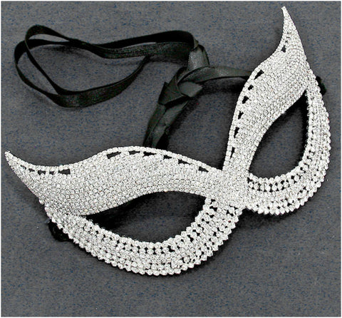 Melia Cluster Cat Eye Masquerade Mask | Crystal | Silver
