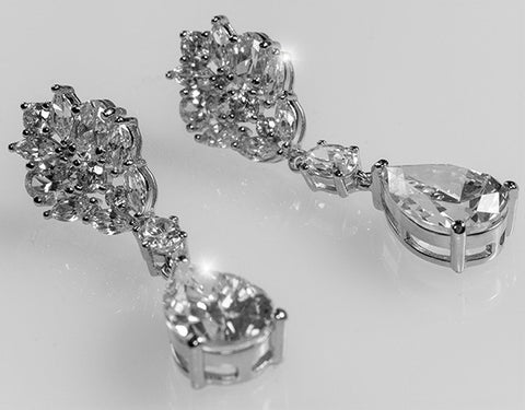 Melita Pear Cluster Dangle Earrings | 44mm