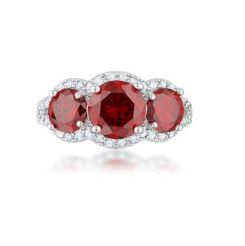 Merion Three Garnet Red Round Stone Trio Ring  | 6.8ct