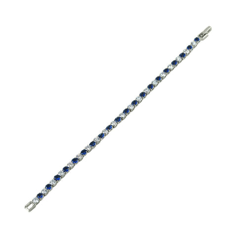 Micole Sapphire and Clear Round CZ Tennis Bracelet – 7in