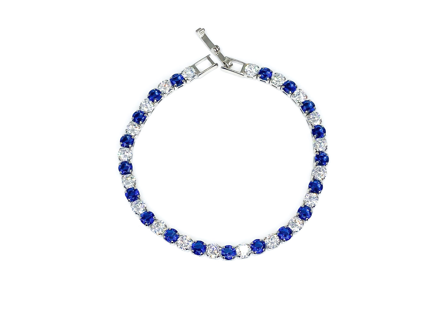 Micole 4mm Sapphire and Clear Round CZ Tennis Bracelet – 7in