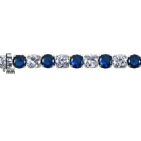 Micole Sapphire and Clear Round CZ Tennis Bracelet – 7in
