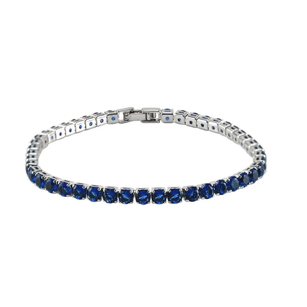 Micole Sapphire Round CZ Tennis Bracelet – 7in - Beloved Sparkles