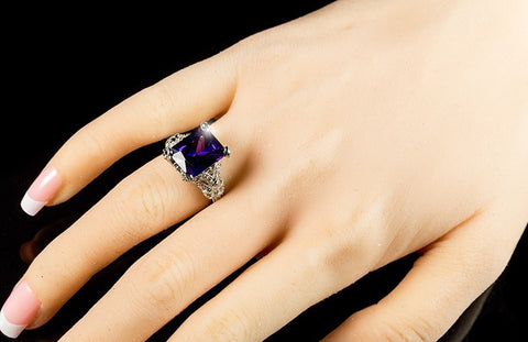 Mina Vintage Amethyst Radiant Cut Cocktail Ring | 7.2ct
