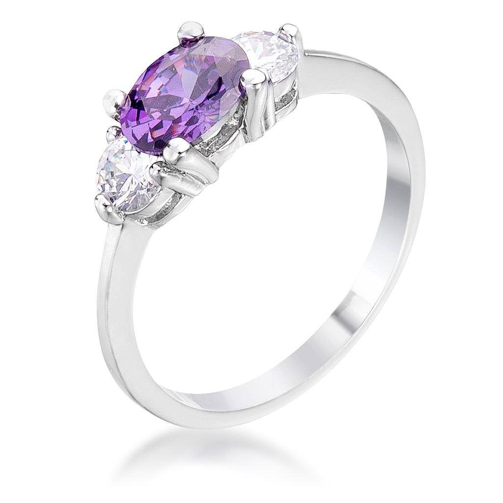Miranna Three Stone Oval Amethyst Engagement Ring | 1.5ct