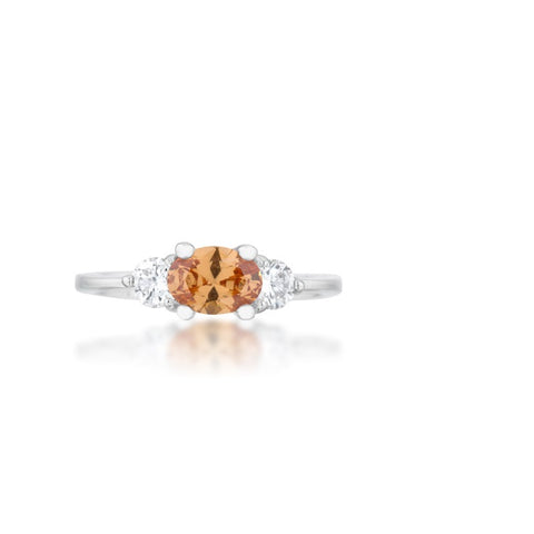 Miranna Three Stone Oval Champagne Engagement Ring | 1.5ct