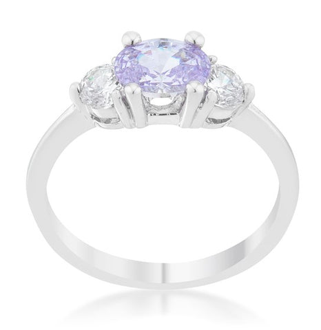 Miranna Three Stone Lavender Oval Engagement Ring | 1.5ct