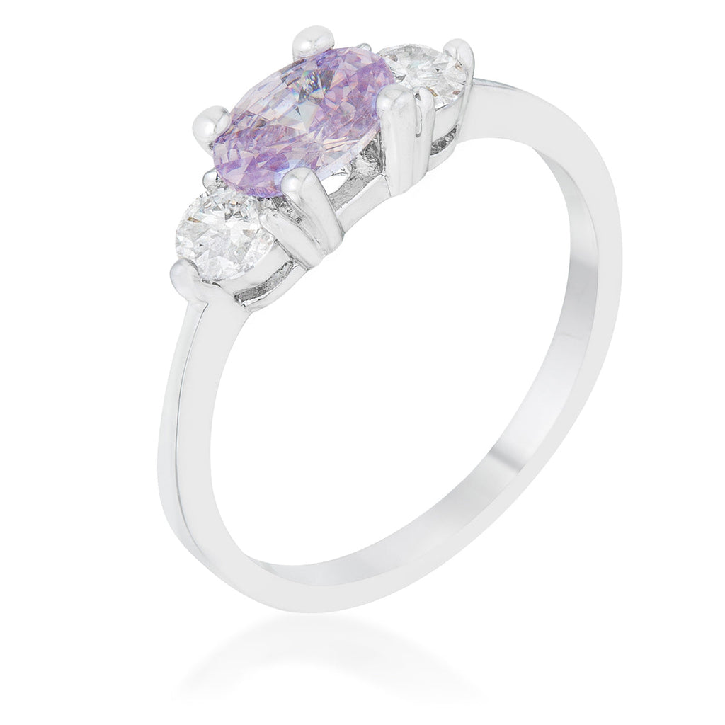 Miranna Three Stone Lavender Oval Engagement Ring | 1.5ct