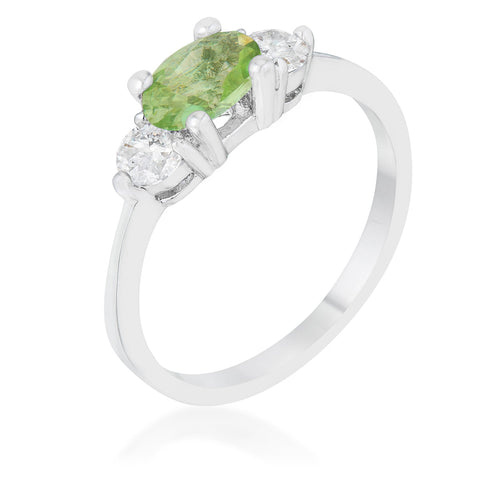 Miranna Three Stone Oval Peridot Engagement Ring | 1.5ct